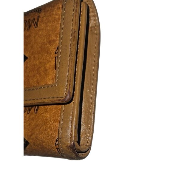 MCM Germany Monogram Munchen Visetos Pink Brown Stripes Bi-fold Wallet Luxury - Picture 3 of 6